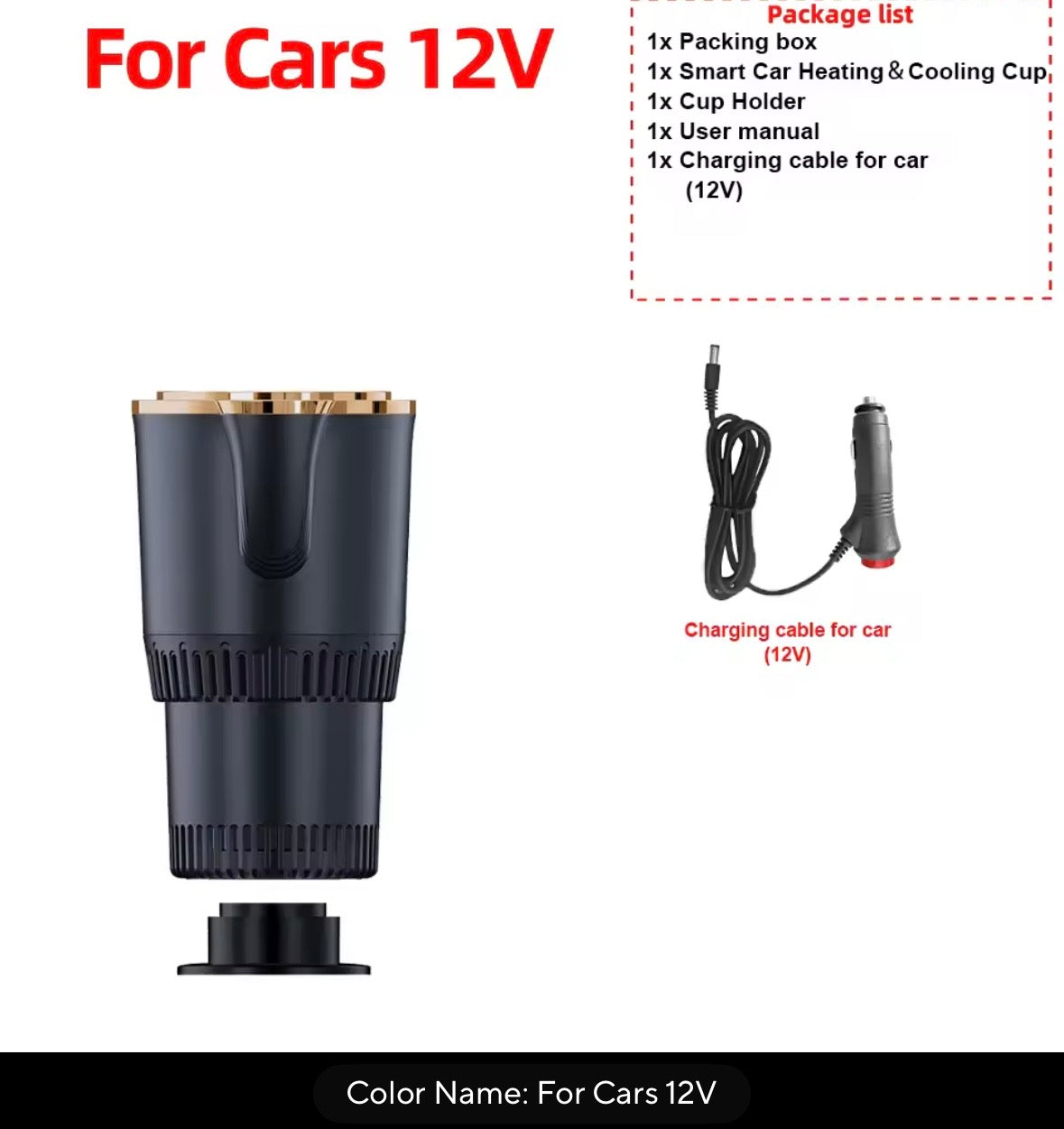2 in 1 Smart Car Home Thermo Electric Cup Fast Cooling Heating Drink Warmer Cooler Large Screen Big Buttons 12V Plug and Play